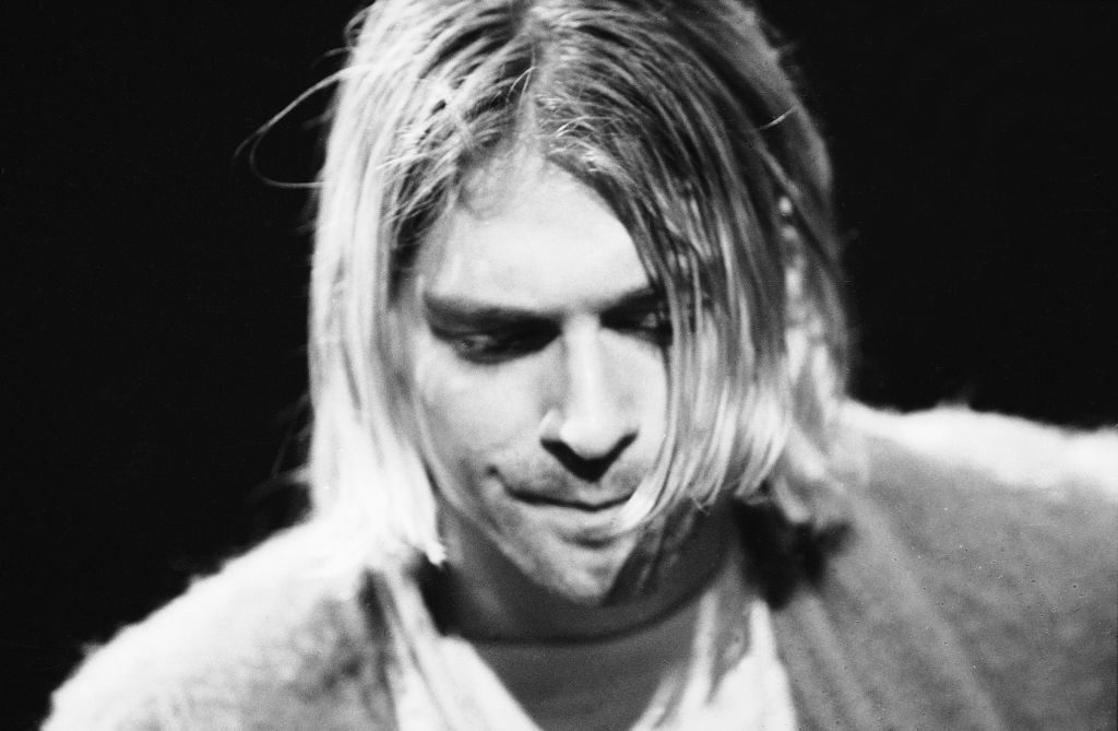 American singer and guitarist Kurt Cobain (1967 - 1994), performs with his group Nirvana at a taping of the television program 'MTV Unplugged,' New York, Novemeber 18, 1993