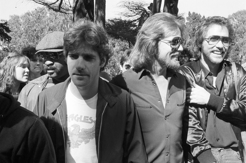Glenn Frey, Don Felder of the Eagles at Golden Gate Park, San Francisco, for the KFRC charity marathon, August 3 1980