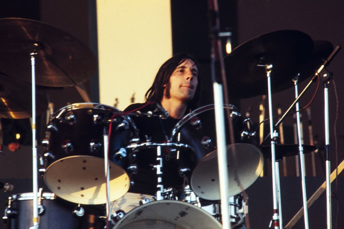 Mick Avory, drummer for The Kinks, 1974