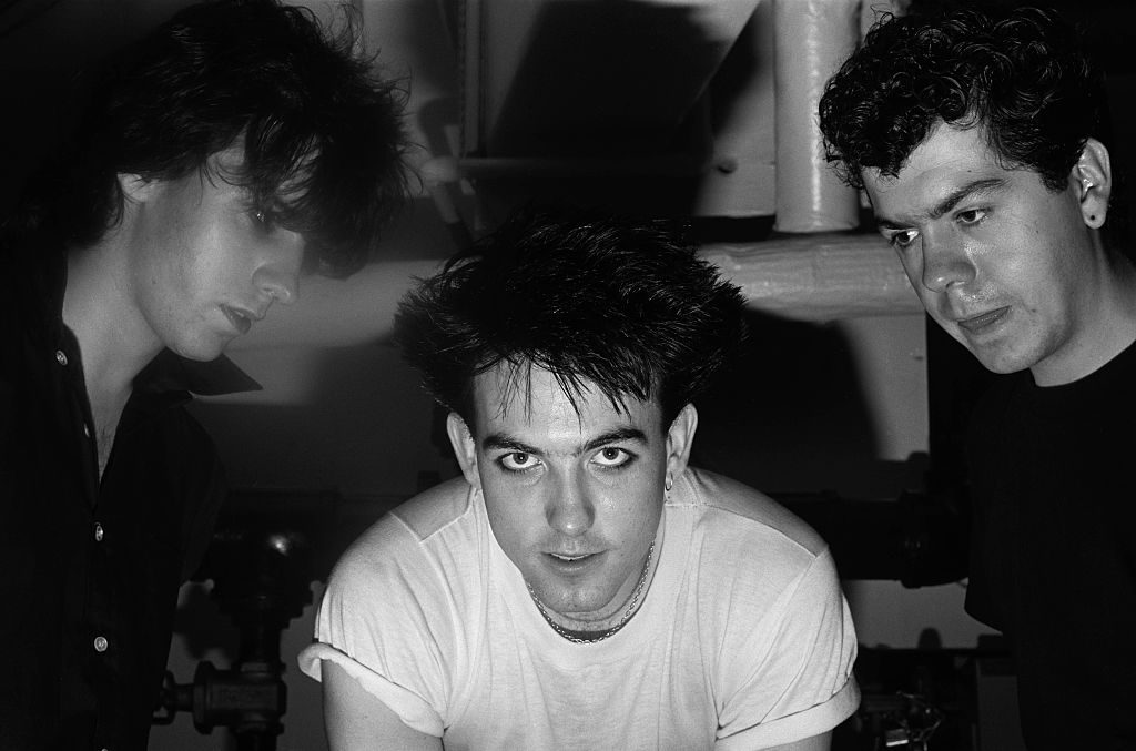 The Cure, English band, 1981. From left, Simon Gallup (bass), Robert Smith (vocals, guitar), and Lol Tolhurst (percussion, keyboards)