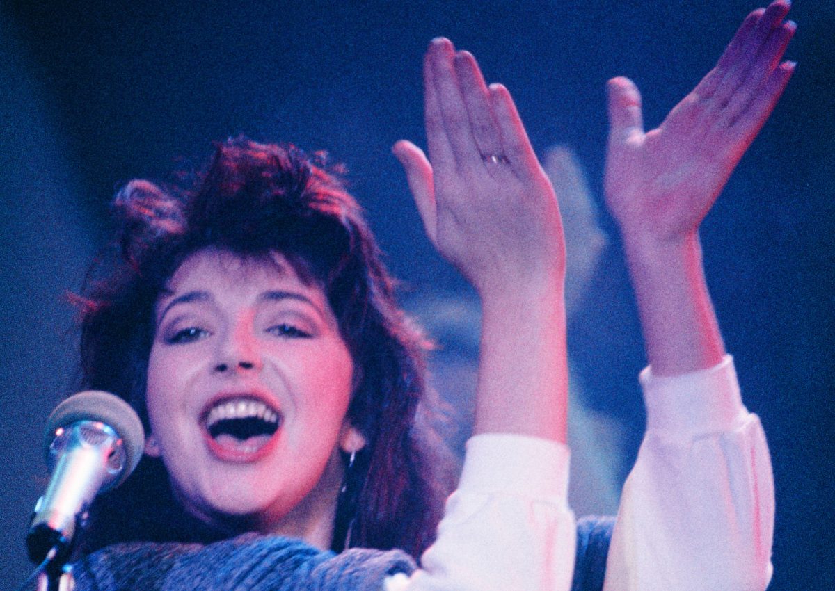 Kate Bush clapping during her performance on Peter's Pop Show, 1985