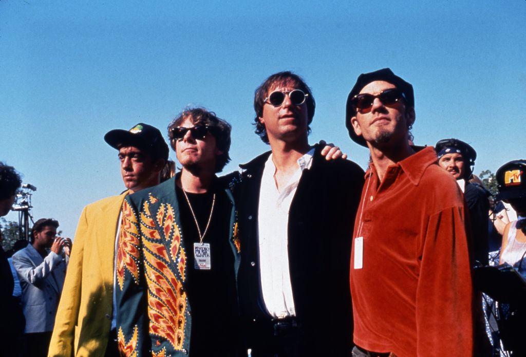 R.E.M., 1990. From left, Bill Berry, Mike Mills, Peter Buck, Michael Stipe