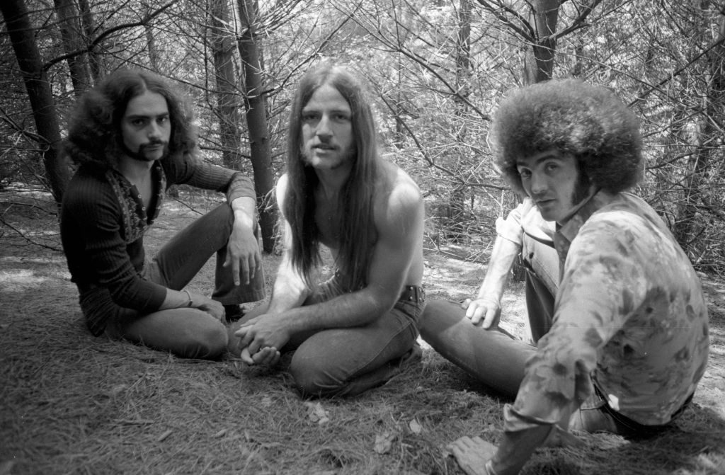 Grand Funk Railroad, American rock band, 1972. L-R Mel Schacher (bass), Mark Farner (guitars, keyboards, vocals), Don Brewer (drums, vocals)