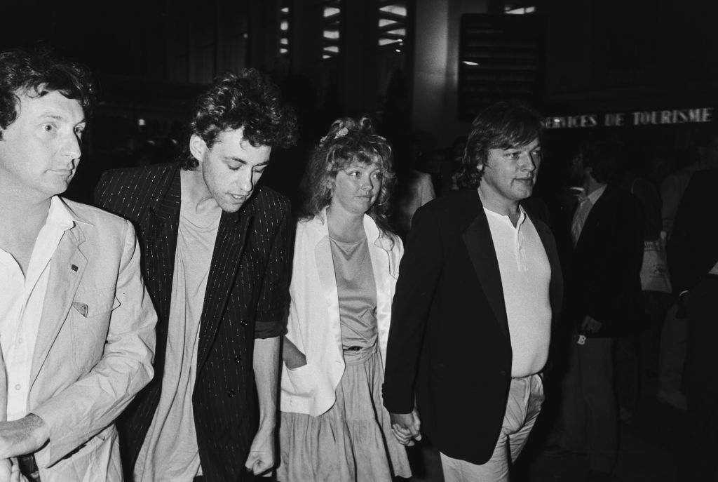 From left, Nick Mason, Bob Geldof, Ginger and David Gilmour attend the midnight premiere of 'The Wall' at Cannes Film Festival, May 23, 1982