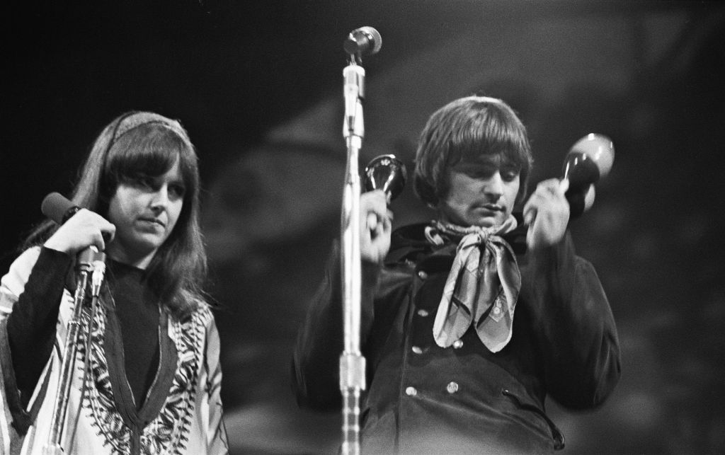 Grace Slick and Marty Balin of Jefferson Airplane perform on stage at the Monterey Pop Festival on June 17 1967 in Monterey, California
