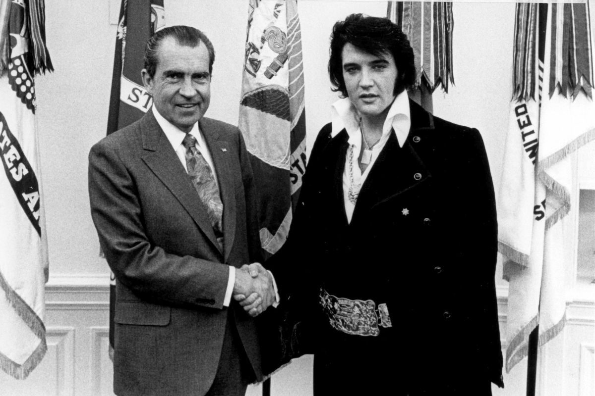 President Richard Nixon meets with Elvis Presley December 21, 1970 at the White House