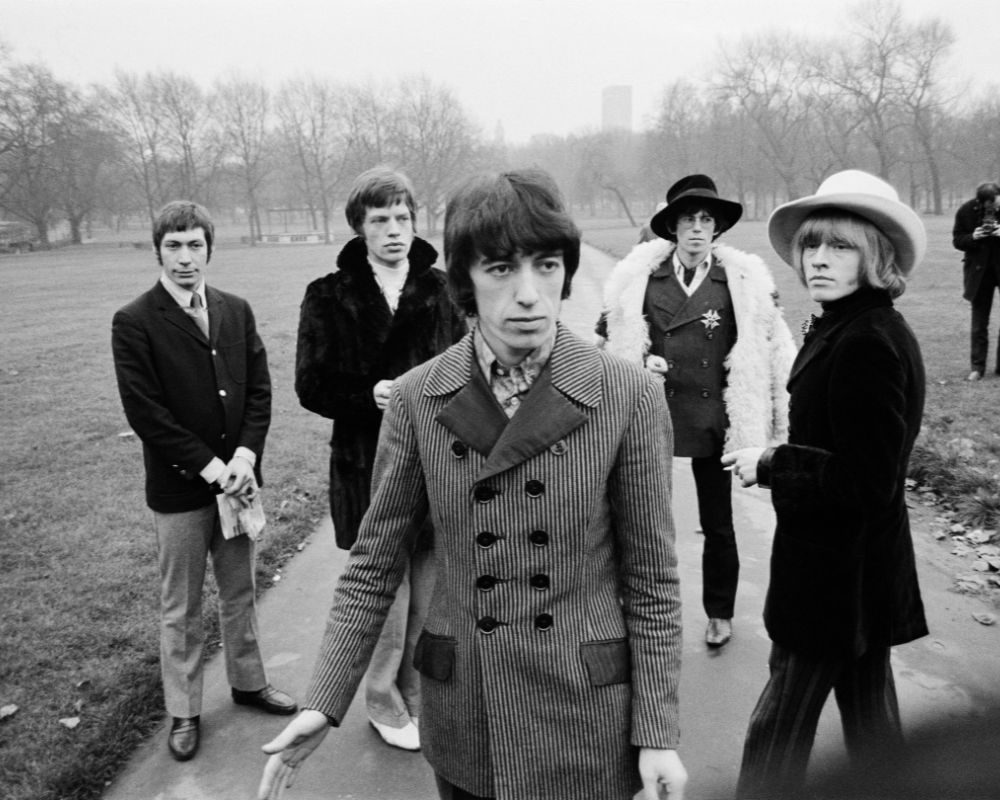 Rolling Stones, 1967. Right to left: Brian Jones, Keith Richards, Bill Wyman, Mick Jagger and Charlie Watts