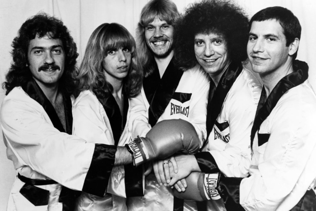 (L-R) Dennis De Young, Tommy Shaw, James Young, John Panazzo and Chuck Panazzo of Styx, circa 1973
