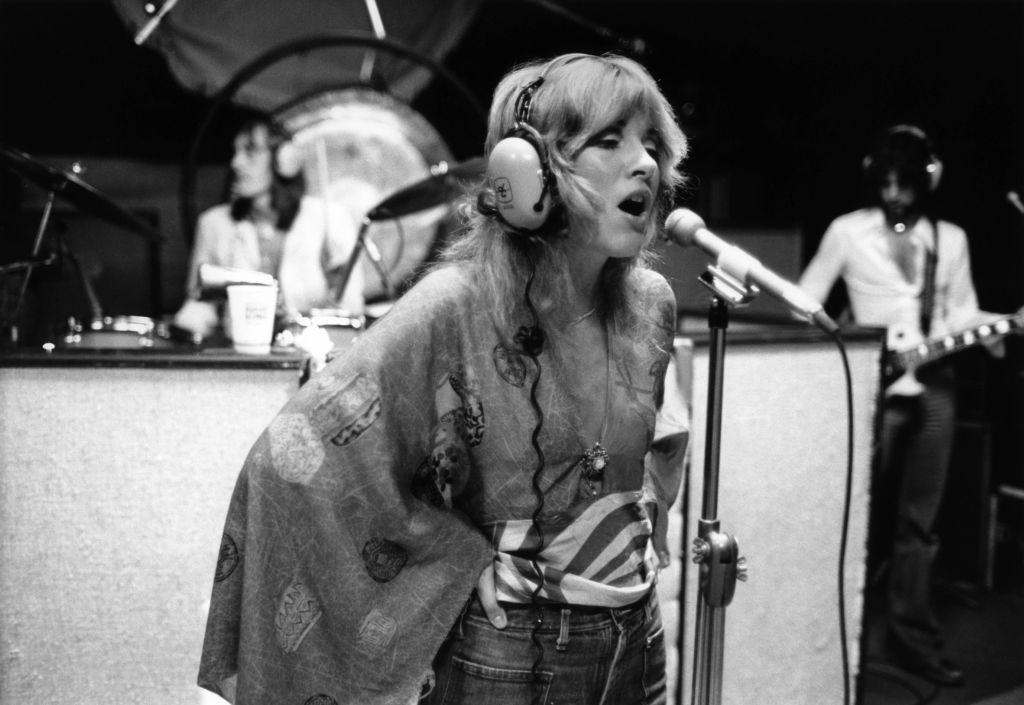 Stevie Nicks of Fleetwood Mac in the recording studio, 1975