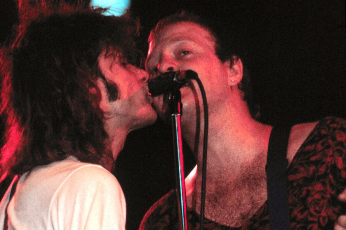 The Replacements Paul Westerberg (L) and Bob Stinson (R) perform at First Avenue Nightclub in Minneapolis, Minnesota in January 1986