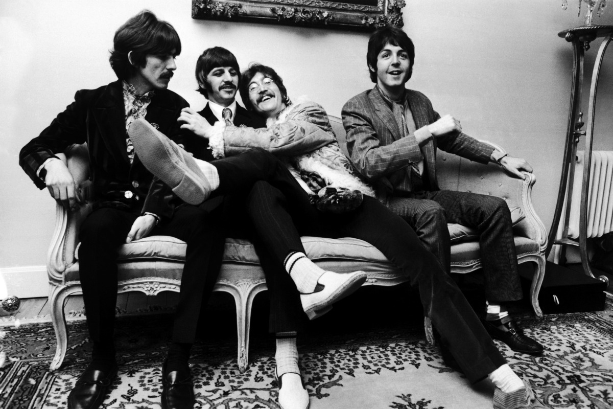 The Beatles at the press launch for their new album 'Sergeant Pepper's Lonely Hearts Club Band', held at Brian Epstein's house at 24 Chapel Street, London, 19th May 1967