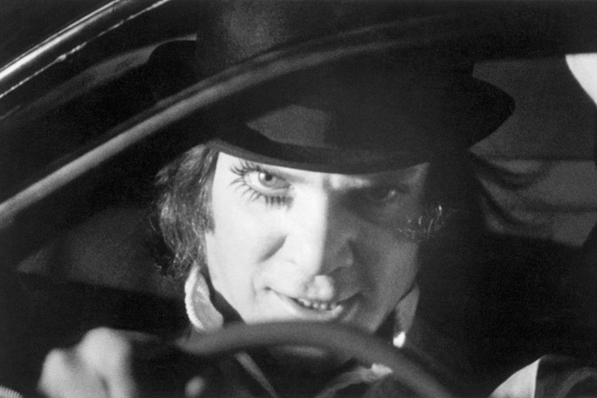 Malcolm McDowell in a screen from A Clockwork Orange