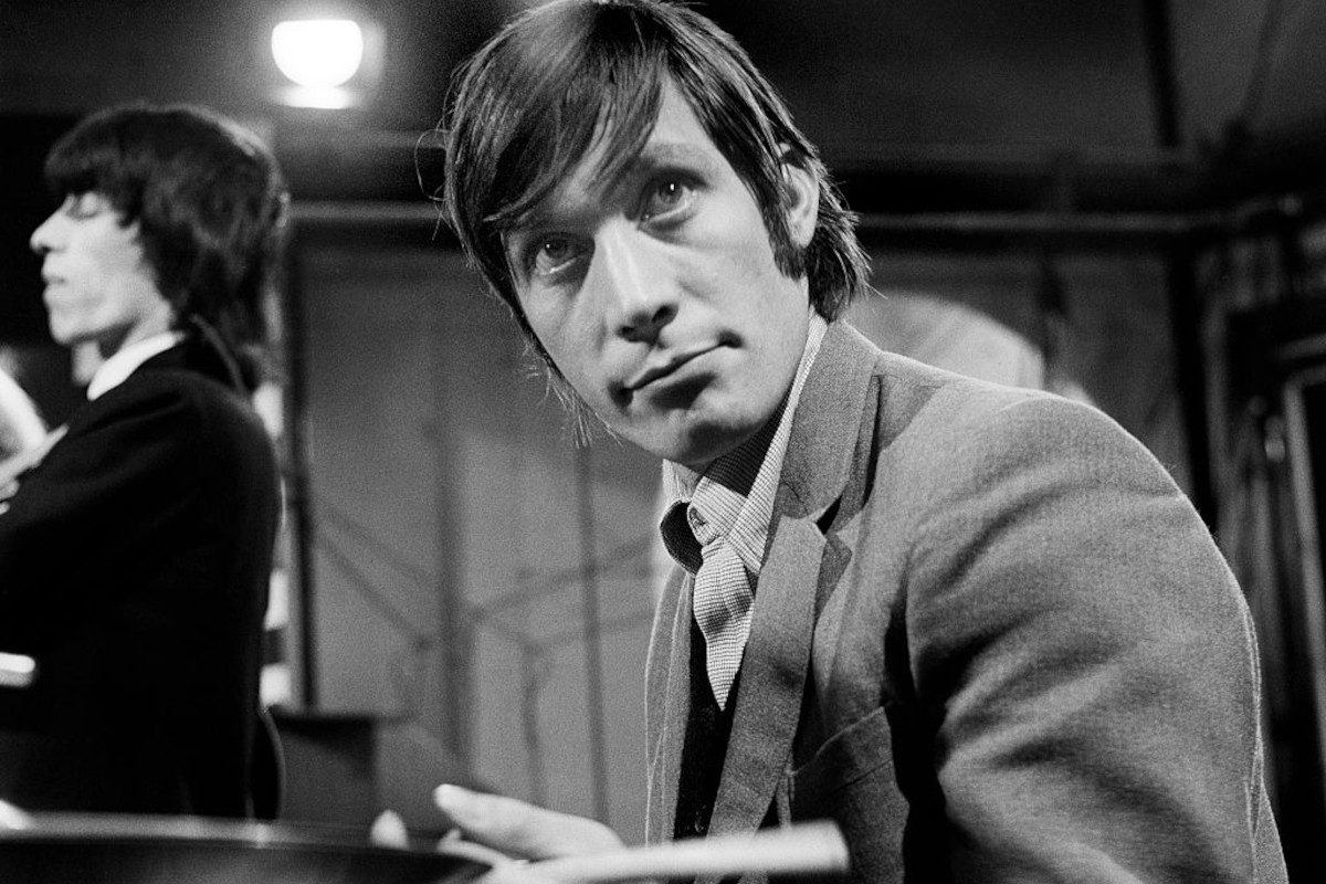 Charlie Watts during rehearsals for an episode of the Friday night TV show 'Ready Steady Go!', 1965