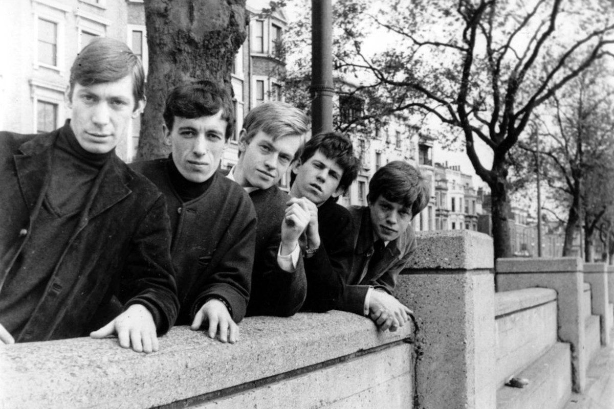 The Rolling Stones on Chelsea Embankment by the river Thames in London, UK, 4th May 1963
