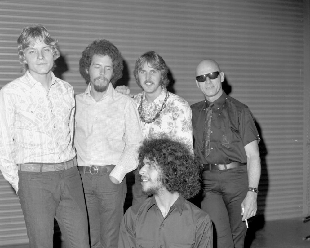 Californian rock band Spirit, May 29, 1968 in Los Angeles California. Members include Jay Ferguson, Mark Andes, Ed Cassidy, Randy California and John Locke
