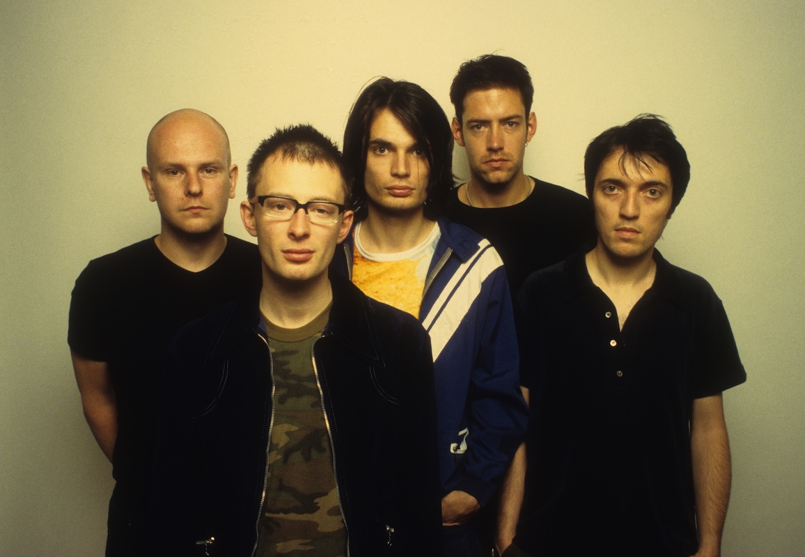 Rock band Radiohead poses for a portrait at Capitol Records during the release of their album OK Computer in Los Angeles, California