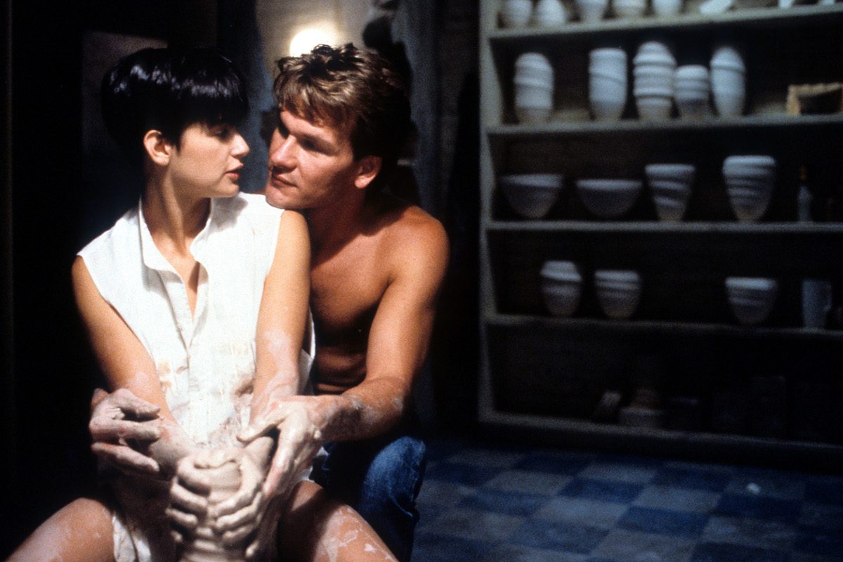 Demi Moore is embraced by Patrick Swayze in a scene from the film 'Ghost', 1990