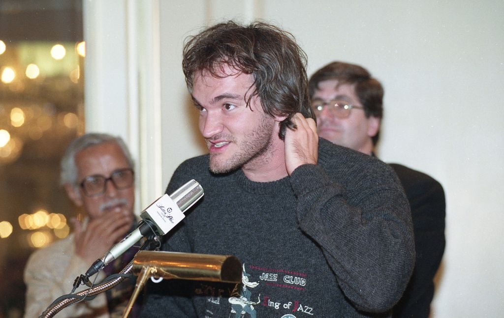 Director Quentin Tarantino accepts the International Critics' Award for Reservoir Dogs at Festival of Festivals, 1992