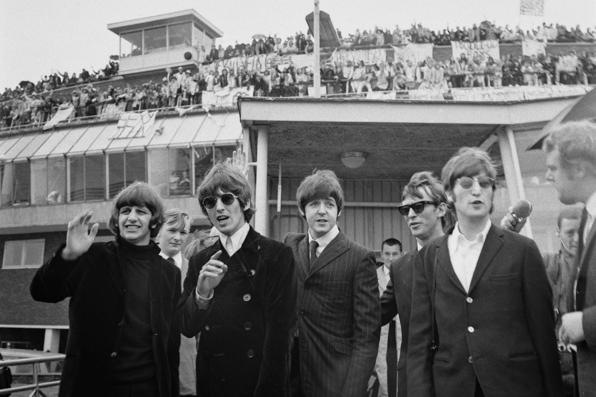 The Beatles leave London Airport for the USA on their final tour, 11 August 1966