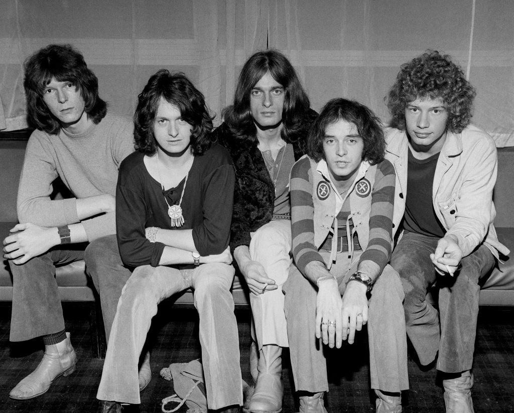 Early Yes, August 1969. Left to right: bassist Chris Squire, singer Jon Anderson, keyboard player Tony Kaye, guitarist Peter Banks, drummer Bill Bruford