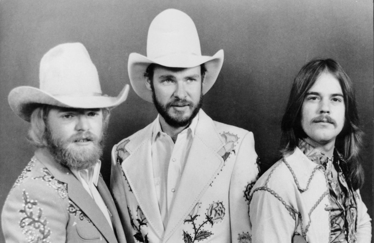 ZZ Top, American rock band, 1975. From left: L-R: Dusty Hill, Billy Gibbons, Frank Beard