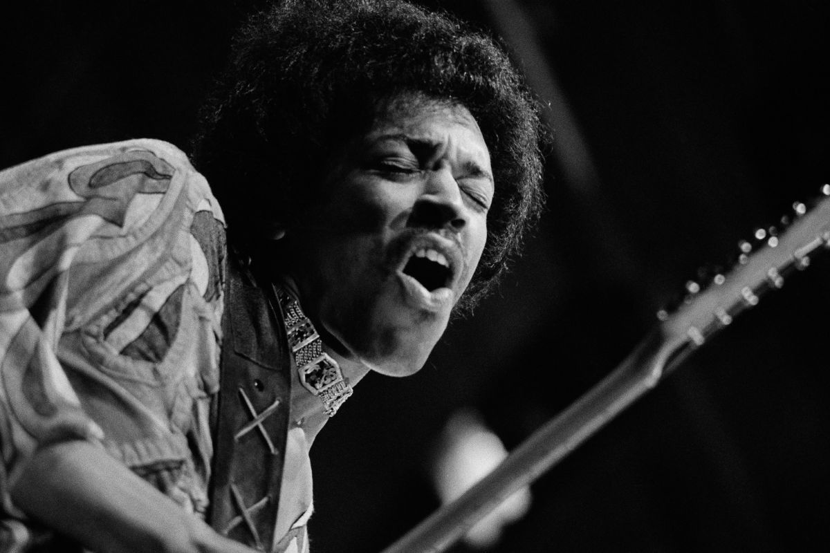Jimi Hendrix at the Isle of Wight Festival, August 1970