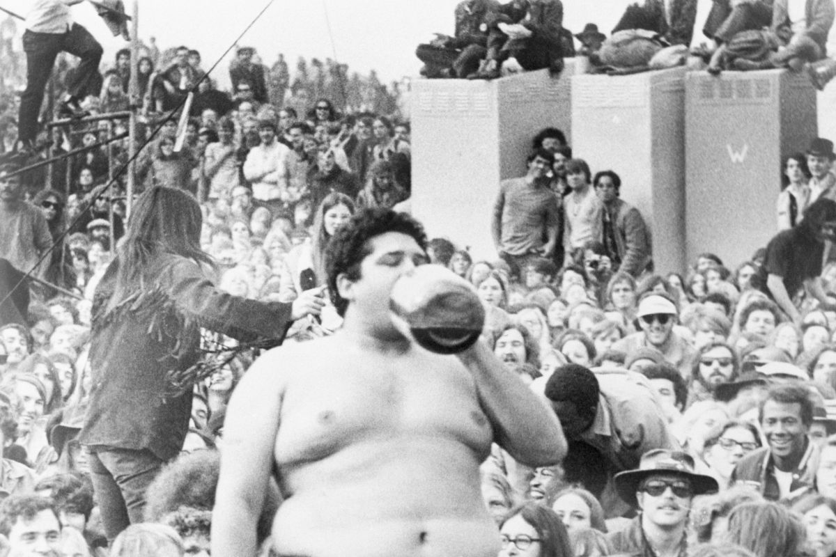 Crowds at the Rolling Stones free festival, Altamont, California, 1969