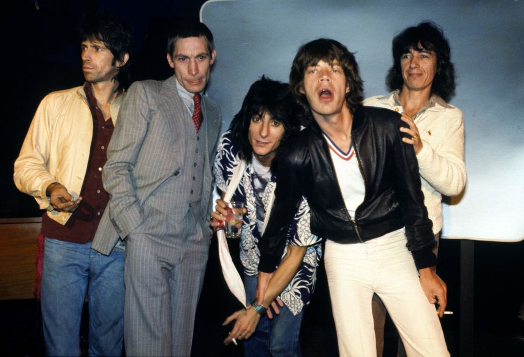 Rolling Stones, 1978. L-R: Keith Richards, Charlie Watts, Ronnie Wood, Mick Jagger, Bill Wyman