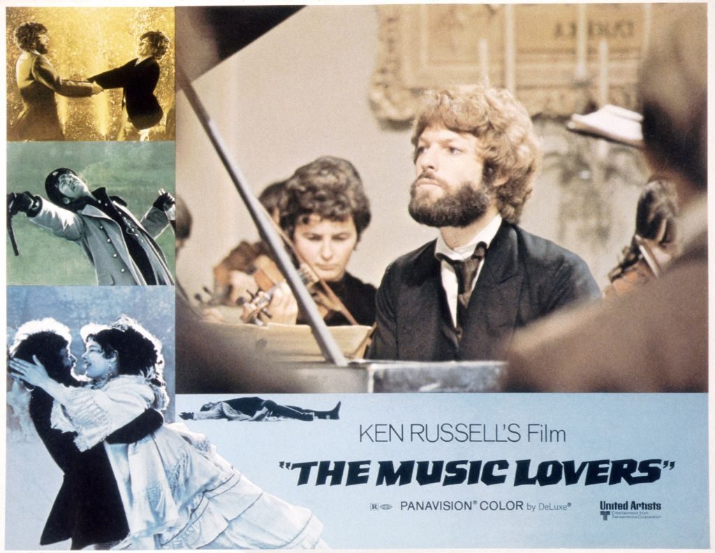 The Music Lovers, US lobbycard, Richard Chamberlain as Tchikovsky (center), bottom from left: Richard Chamberlain, Glenda Jackson, 1970
