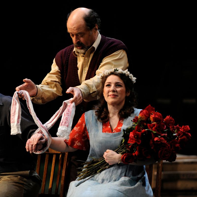 Kurt Rydl as Rocco and Elizabeth Watts as Marzelline in the Royal Opera's production of Beethoven's "Fidelio". Royal Opera House Covent Garden in London