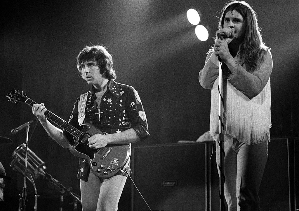 Tony Iommi and Ozzy Osbourne of Black Sabbath performing on stage at Rainbow Theatre, London 16 March 1973
