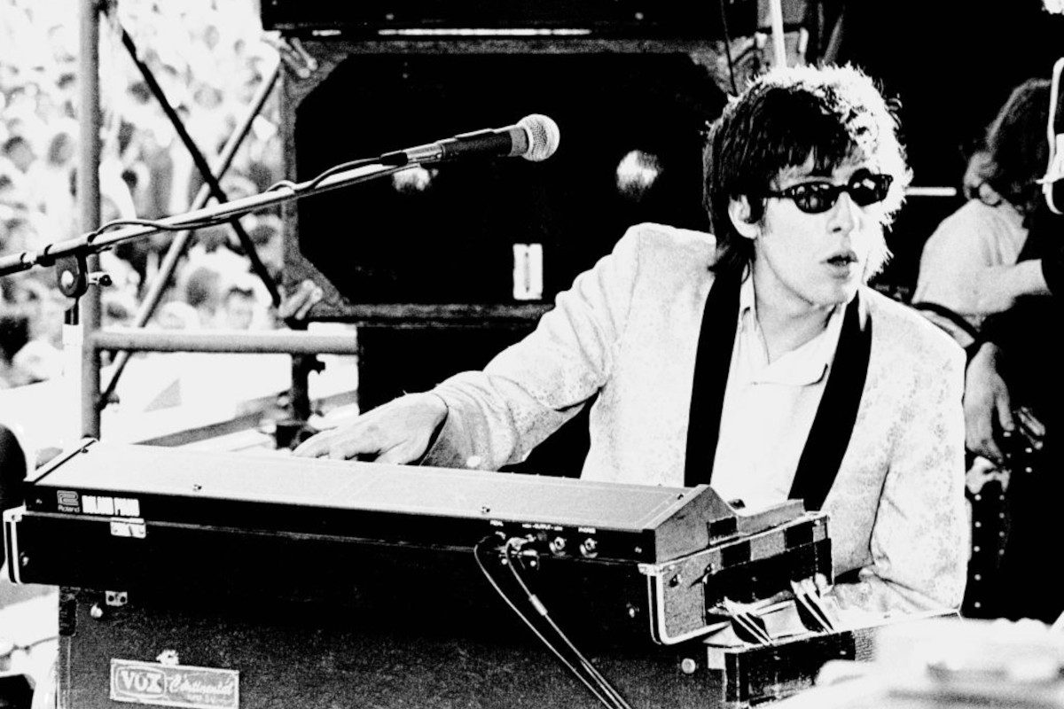 Steve Nieve of Elvis Costello And The Attractions perform on stage at the Anti Nazi League's Carnival Against the Nazis Rock against Racism Rally, 24th September 1978