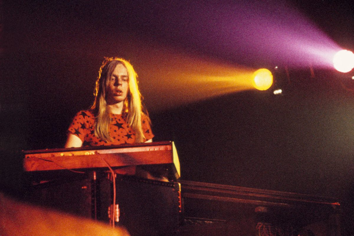 Rick Wakeman performs on stage in Amsterdam, Netherlands, mid 1970s