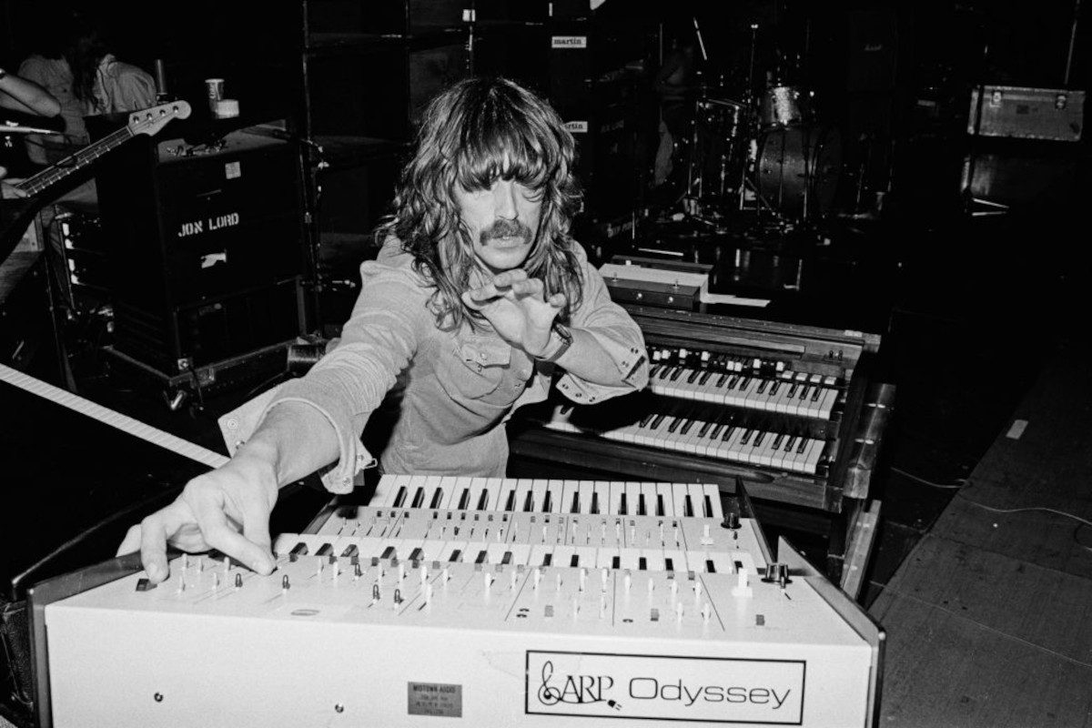 Jon Lord from Deep Purple performing live on stage, 1974