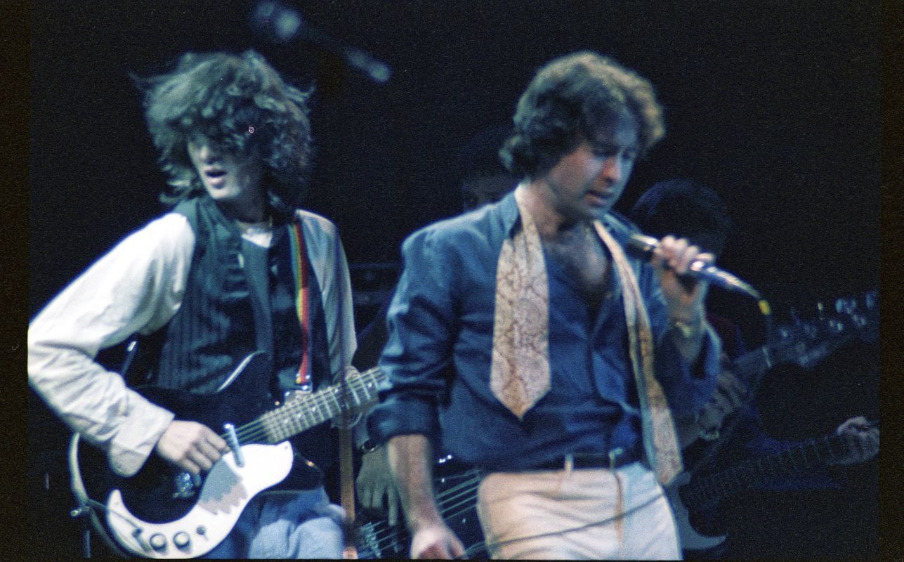 Jimmy Page and Paul Rodgers perform at Action into Research for Multiple Sclerosis, 8 December, 1983 in New York