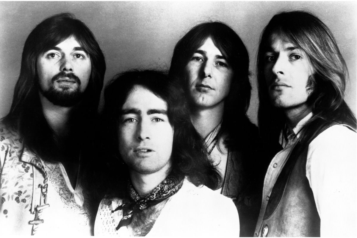 Bad Company, rock band, 1973. L-R: Boz Burrell, Paul Rodgers, Mick Ralphs and Simon Kirke