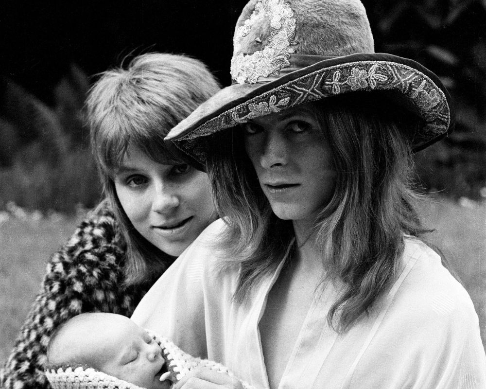 David Bowie with wife Angie and son Zowie, 1971