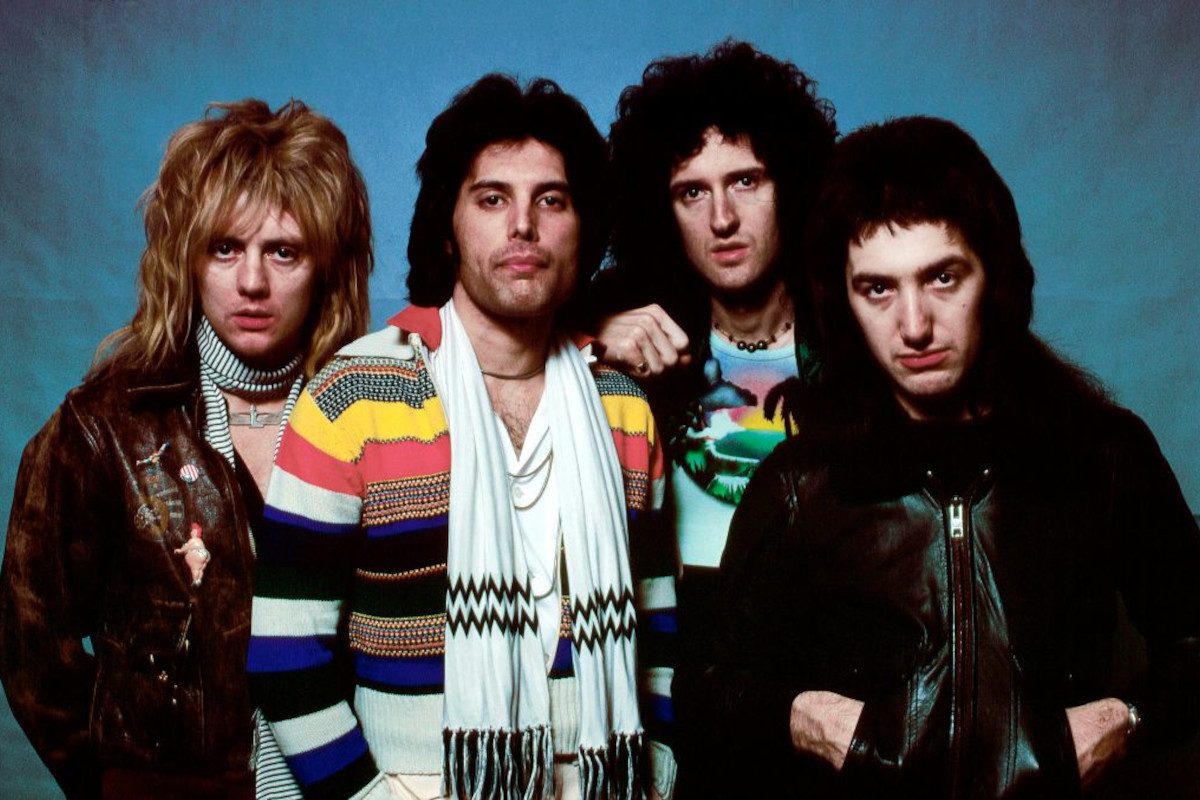 Queen pose for a band photo, 1978
