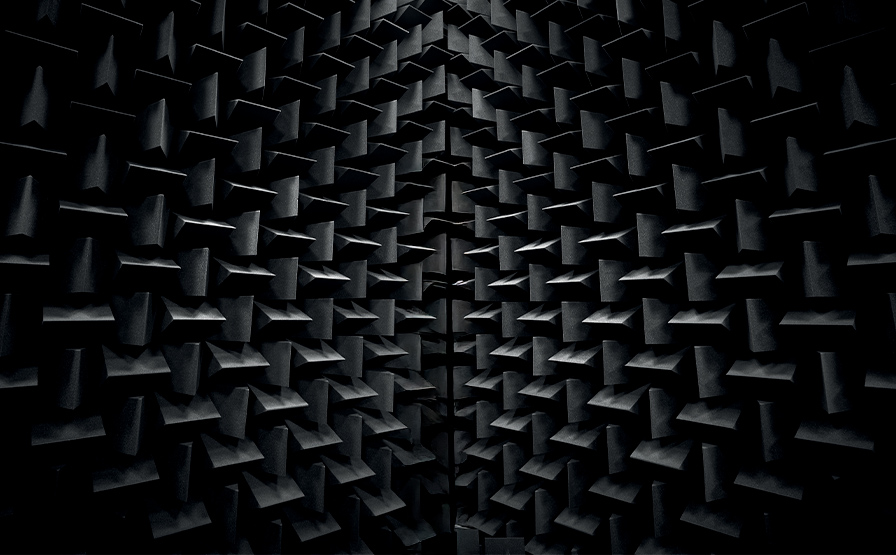 Black echo chamber textured wall
