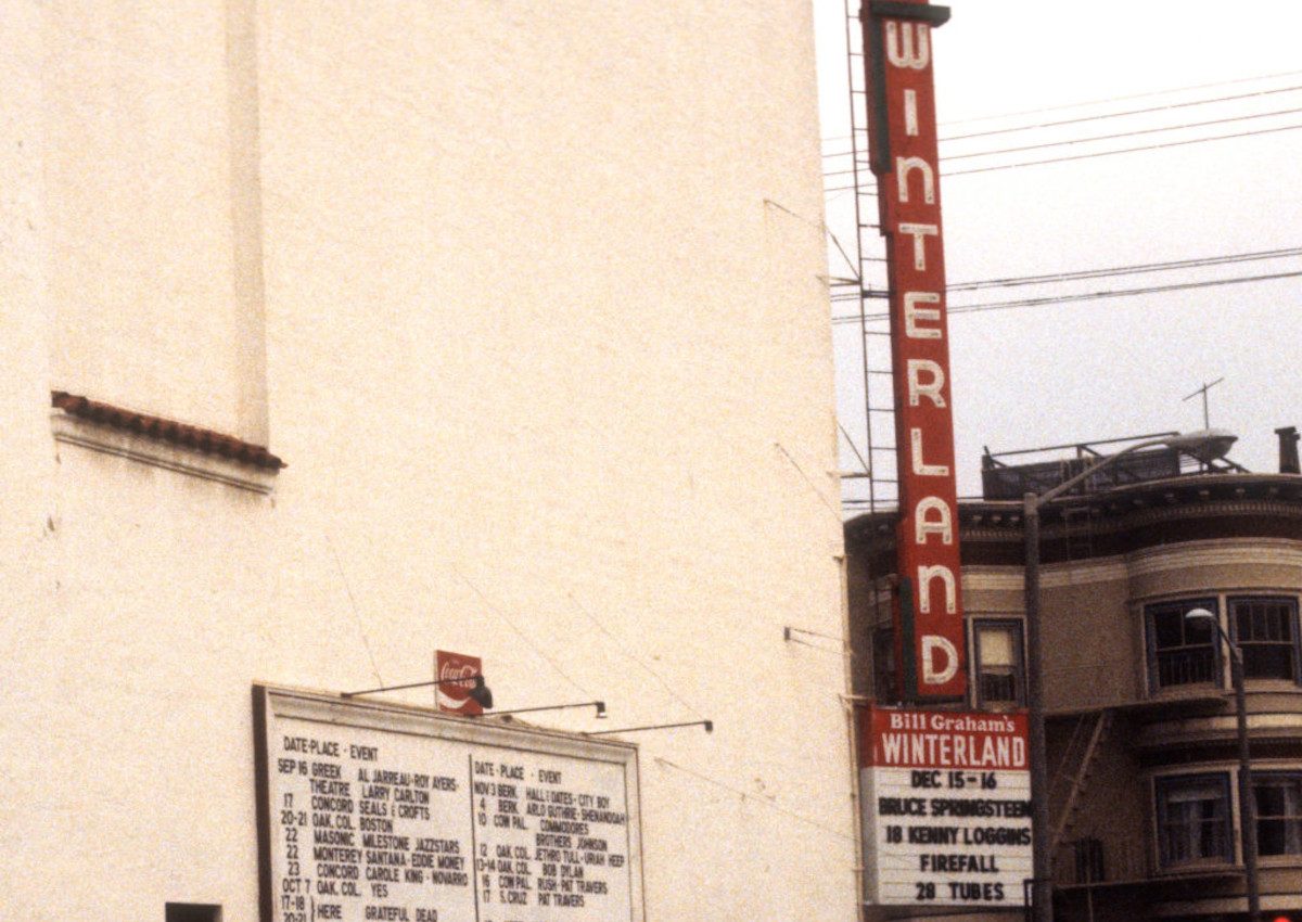 The marquee during the last month at Winterland Arena in San Francisco on December 15th 1978