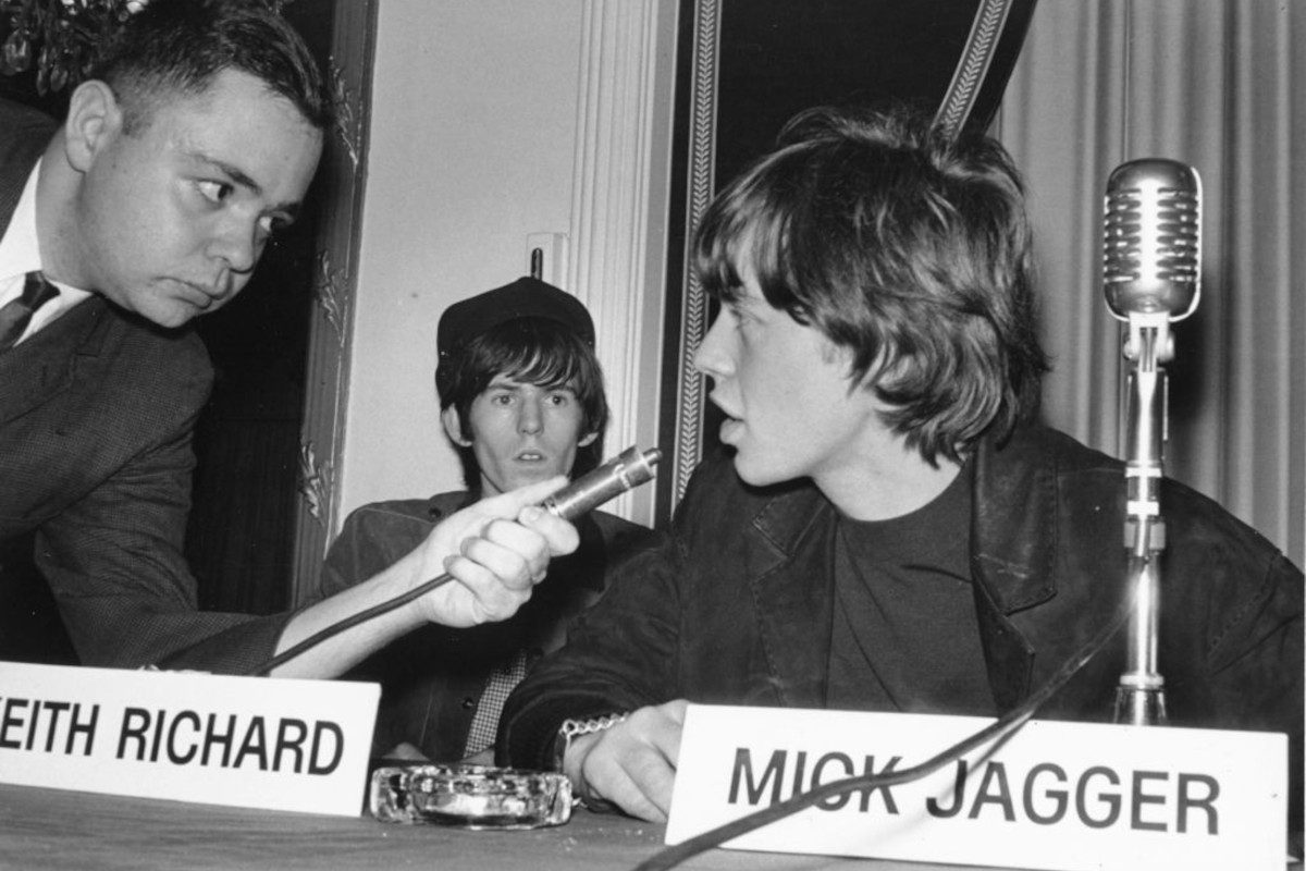 The Rolling Stones hold a press conference at the Astor Hotel in October 1964 in New York City