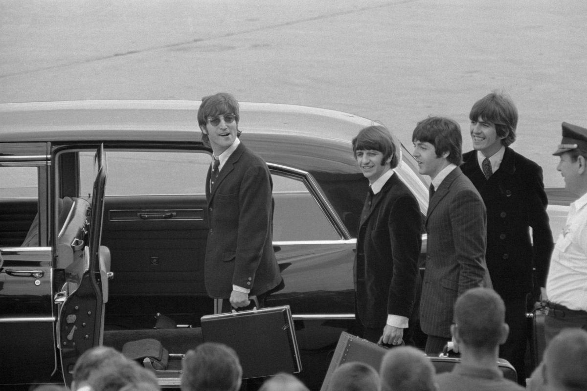 The Beatles arriving in Chicago to start their third American tour, August 1966