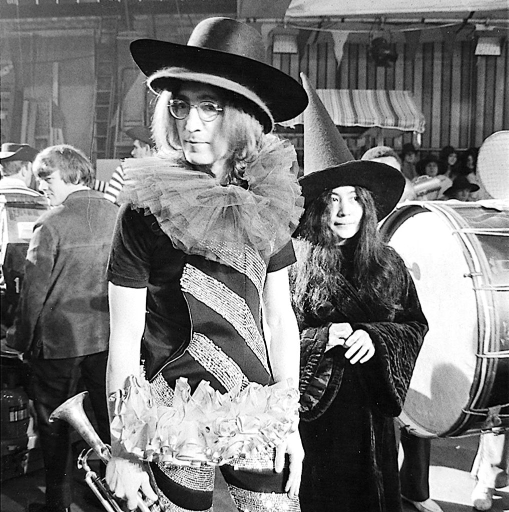 John Lennon and Yoko Ono at The Rolling Stones' Rock 'n' Roll Circus, Intertel TV Studios, Stonebridge Park, 10 December 1968