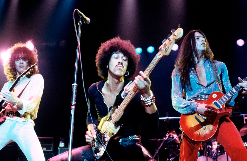 Thin Lizzy live (and dangerous), 1978. L-R: Brian Robertson, Phil Lynott, Scott Gorham