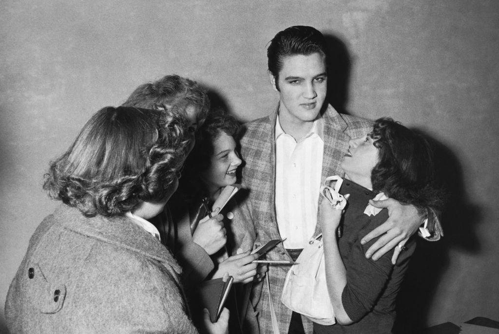 Elvis Presley and fans, 1955