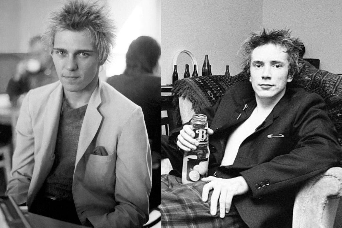 Paul Simonon of The Clash and Johnny Rotten of the Sex Pistols, 1977
