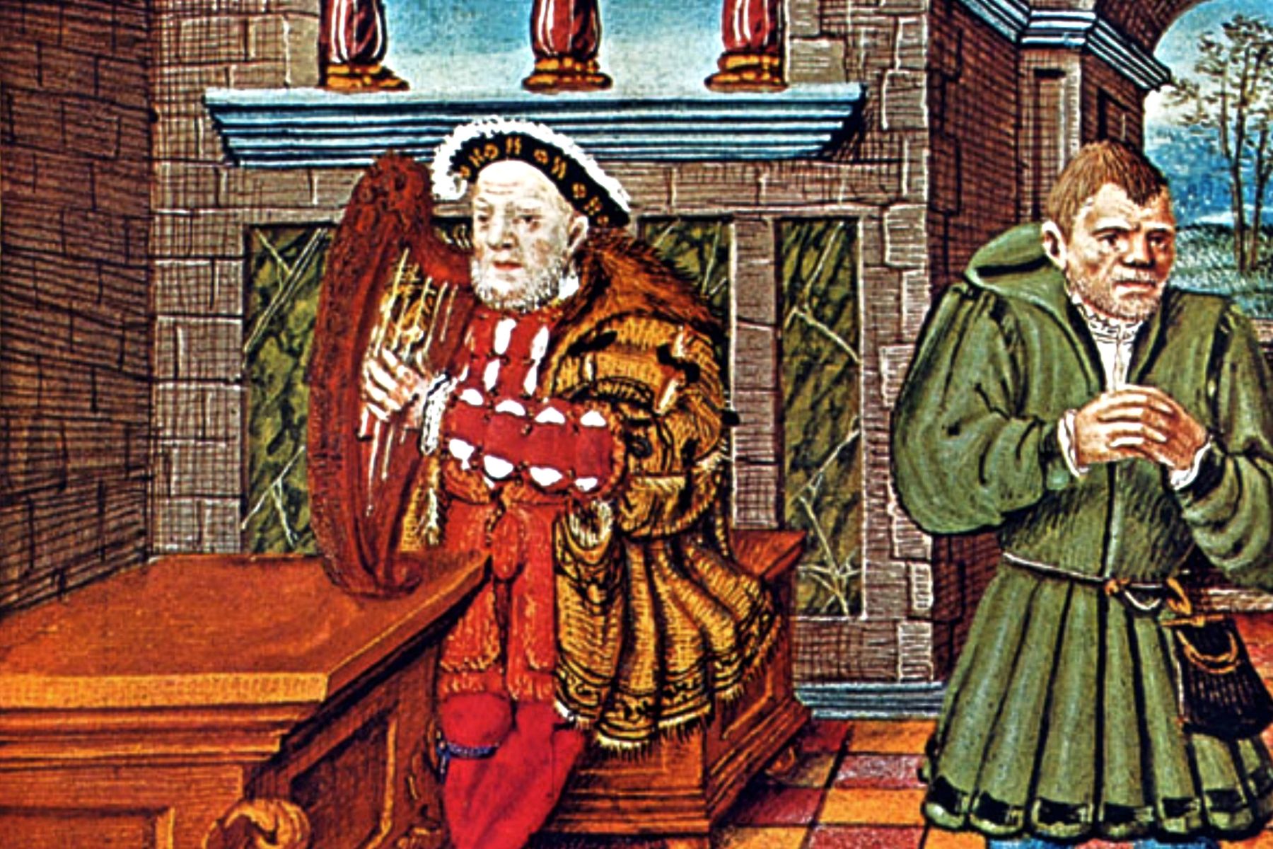 Henry VIII playing harp