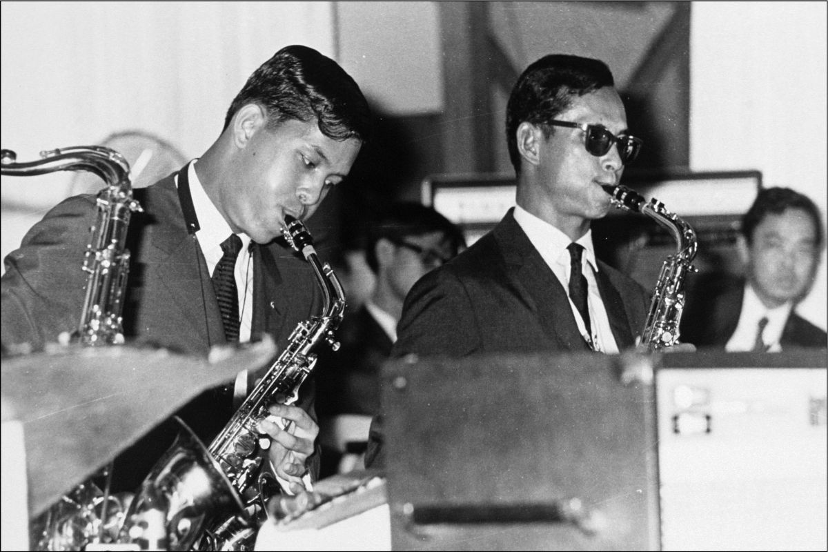 King Bhumibol Adulyadej of Thailand playing saxophone