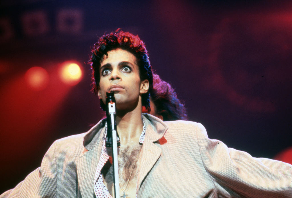 Prince onstage during his 1986 Parade Tour, June 7, 1986, at the Cobo Arena in Detroit, Michigan