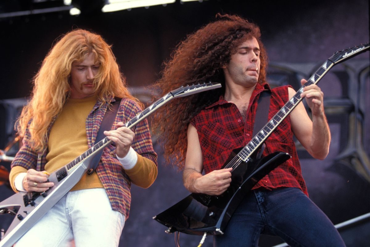 Megadeth’s Dave Mustaine (left) and Marty Friedman, 1990